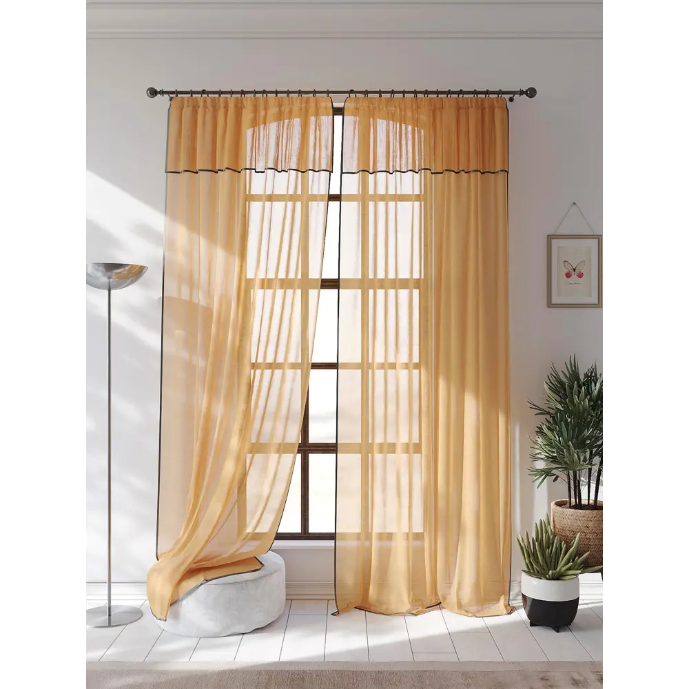 Фото 4 Тюль на ленте At Home Ланбика вуаль 200x250 см цвет желтый AA207243 Фото 4 Тюль на ленте At Home Ланбика вуаль 200x250 см цвет желтый AA207243