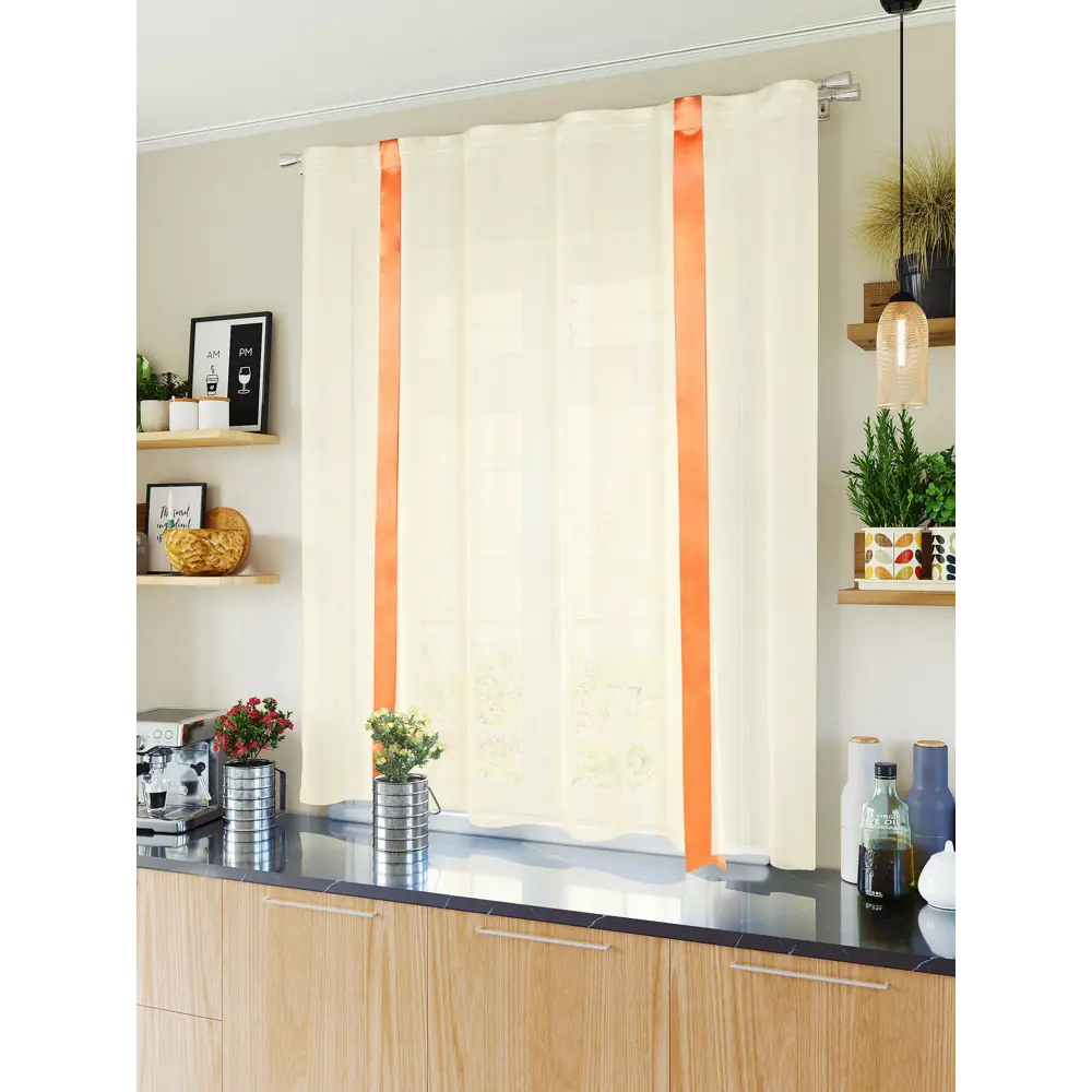 Фото 3 Тюль на ленте Helga Лайкс вуаль 150x150 см цвет бежевый HH123949