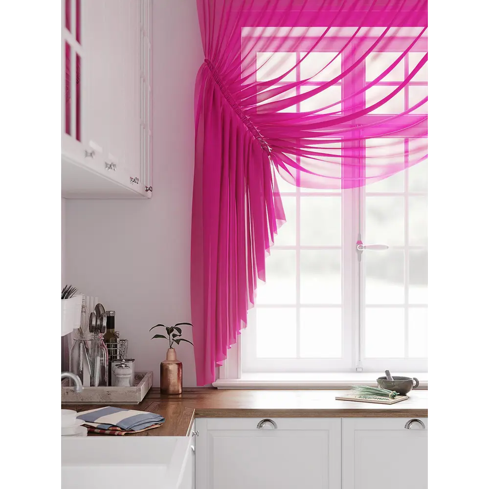 Фото 4 Тюль на ленте Helga Тициния вуаль 300x180 см цвет фуксия HH124055 Фото 4 Тюль на ленте Helga Тициния вуаль 300x180 см цвет фуксия HH124055