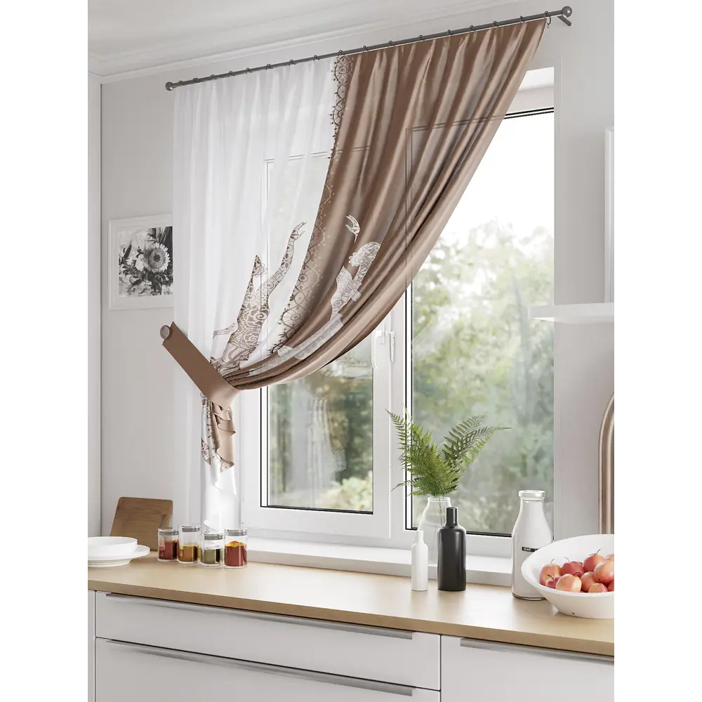 Фото 2 Тюль на ленте Helga Блиранис вуаль 150x180 см цвет бежевый HH519006 Фото 2 Тюль на ленте Helga Блиранис вуаль 150x180 см цвет бежевый HH519006