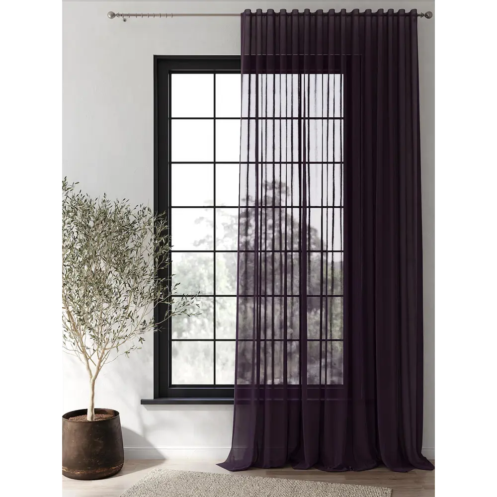 Фото 2 Тюль на ленте Helga Норция вуаль 300x330 см цвет фиолетовый HH125303