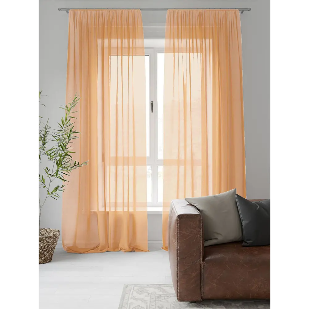 Фото 2 Тюль на ленте Helga Леонс вуаль 200x290 см цвет оранжевый HH123667