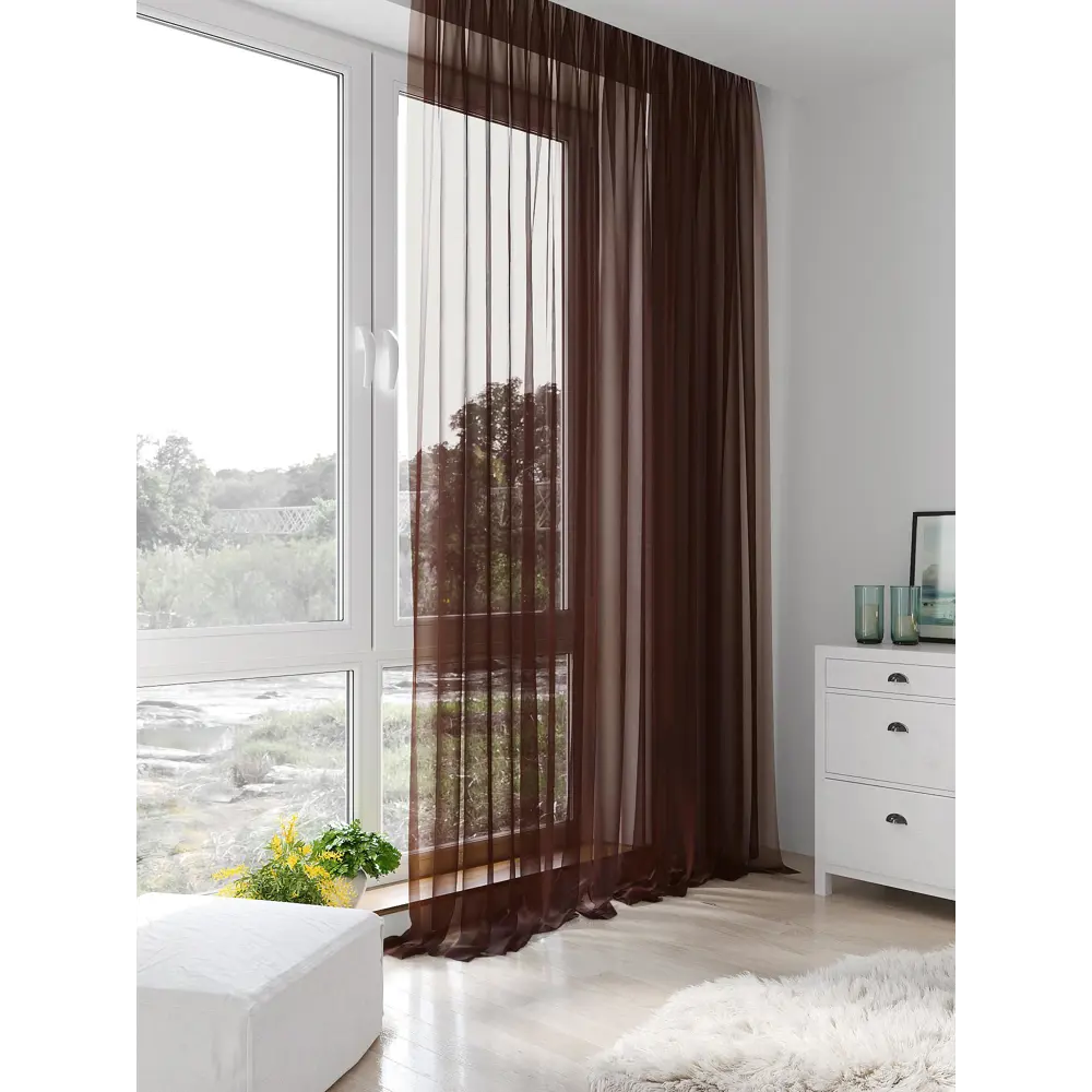 Фото 2 Тюль на ленте Helga Абика вуаль 600x290 см цвет коричневый HH123862 Фото 2 Тюль на ленте Helga Абика вуаль 600x290 см цвет коричневый HH123862