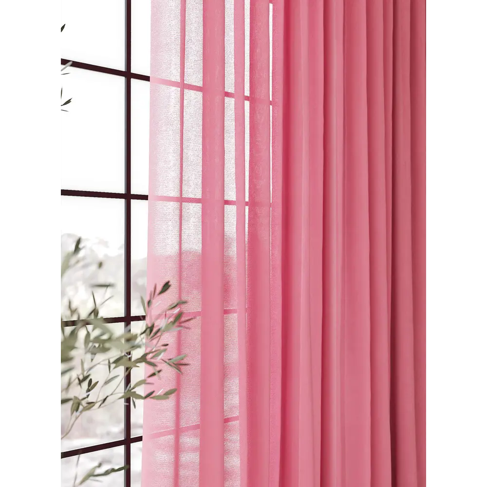 Фото 5 Тюль на ленте Helga Дивлет вуаль 500x250 см цвет красный HH125064