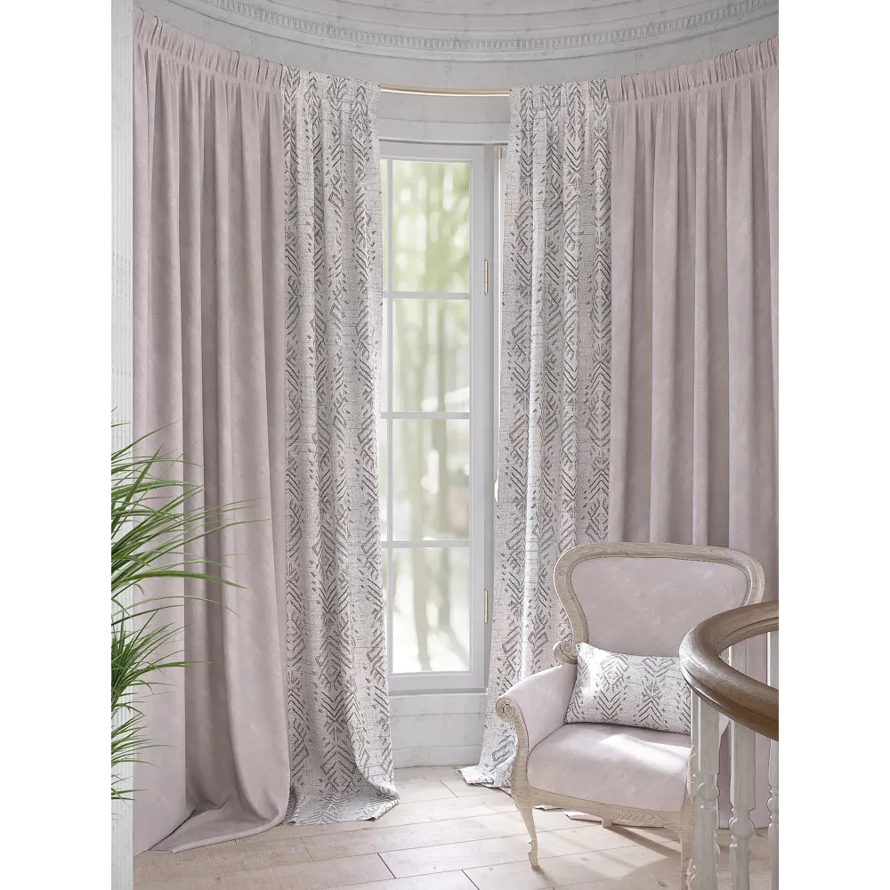 Фото Комплект штор на ленте Helga Шортрикс репс 440x280 см цвет бежевый/оранжевый/золотистый HH541036