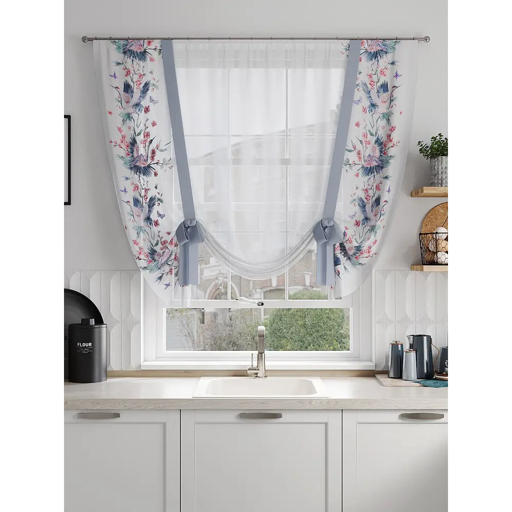 Фото 2 Тюль на ленте Helga Лормитас вуаль 150x150 см цвет белый HH518008 Фото 2 Тюль на ленте Helga Лормитас вуаль 150x150 см цвет белый HH518008