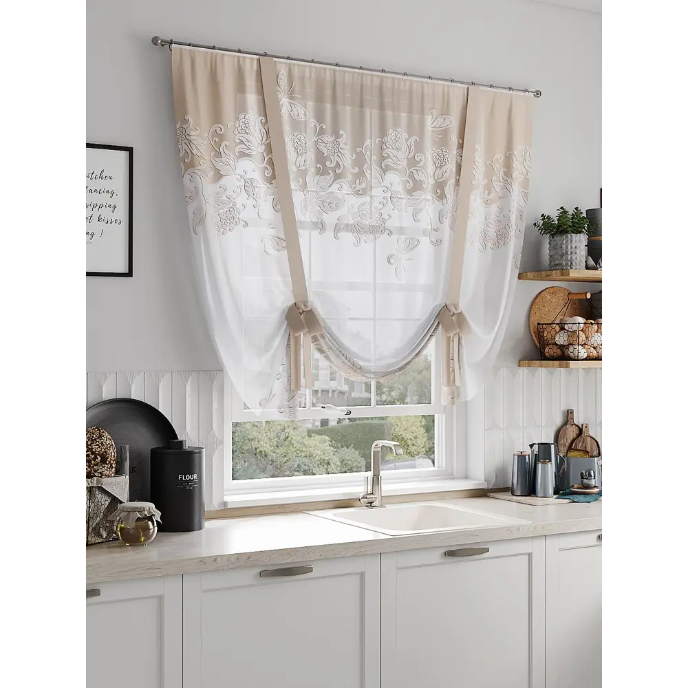 Фото Тюль на ленте Helga Ронетис вуаль 150x150 см цвет белый HH518097 Фото Тюль на ленте Helga Ронетис вуаль 150x150 см цвет белый HH518097