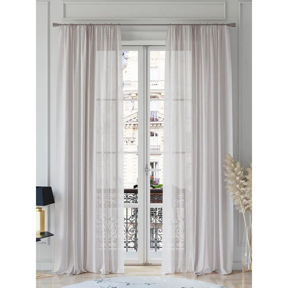 Фото 2 Тюль на ленте Helga Рименсис вуаль 150x260 см цвет бежевый HH542039