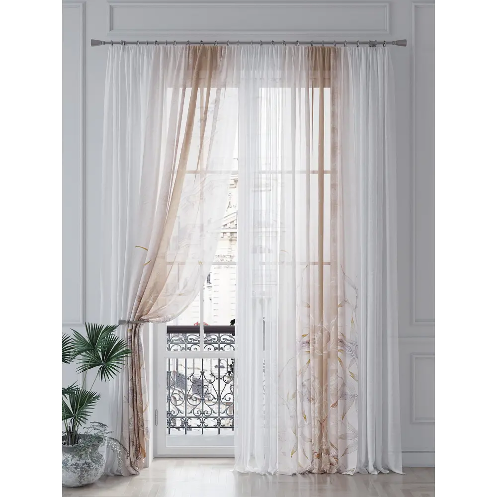 Фото 4 Тюль на ленте Helga Лирмитенс вуаль 150x260 см цвет бежевый HH542009