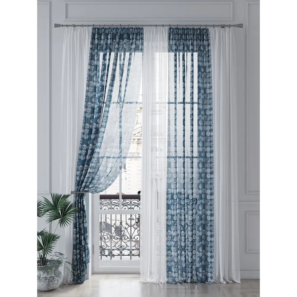 Фото 4 Тюль на ленте Helga Генквирс вуаль 150x260 см цвет синий HH542054 Фото 4 Тюль на ленте Helga Генквирс вуаль 150x260 см цвет синий HH542054