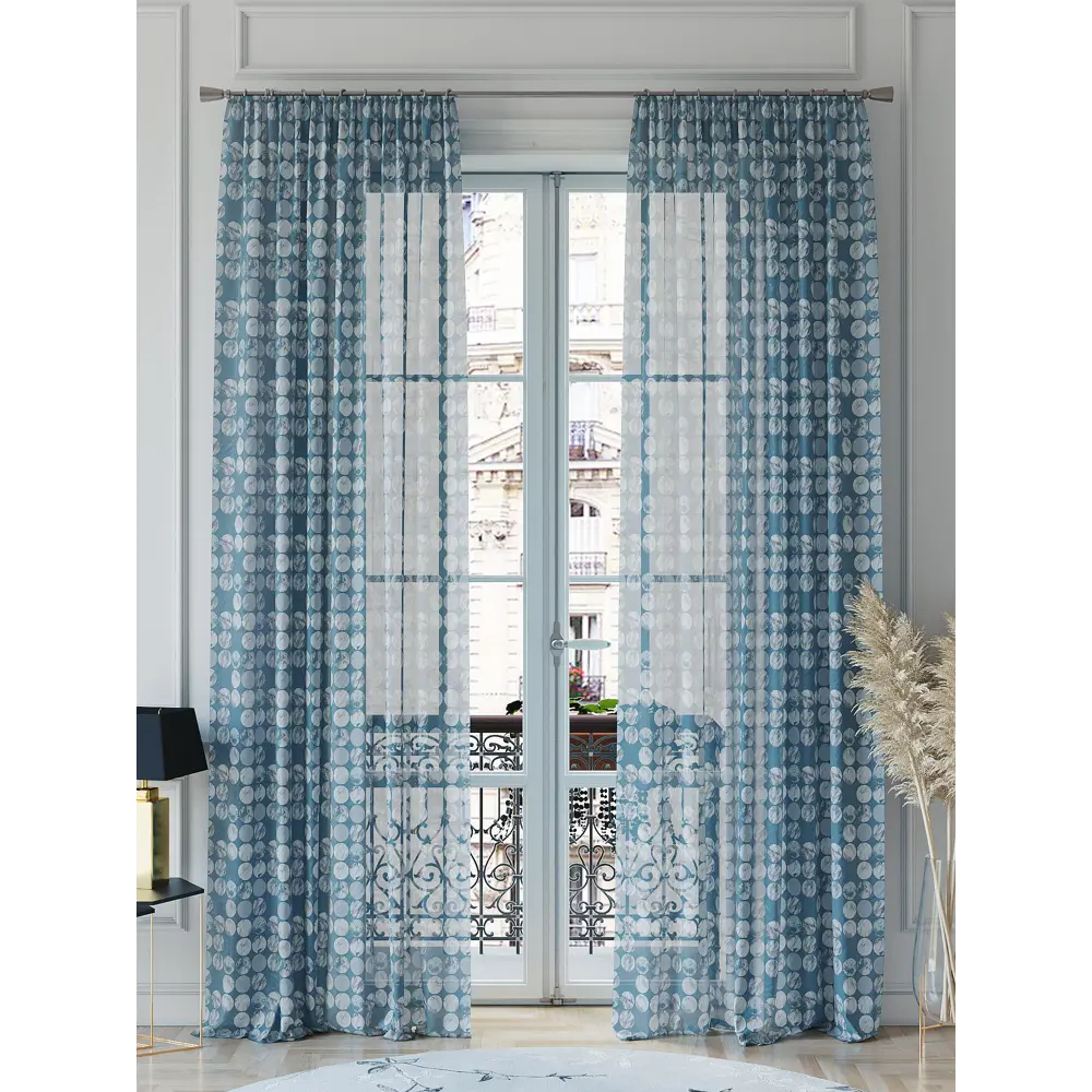 Фото 2 Тюль на ленте Helga Генквирс вуаль 150x260 см цвет синий HH542054 Фото 2 Тюль на ленте Helga Генквирс вуаль 150x260 см цвет синий HH542054