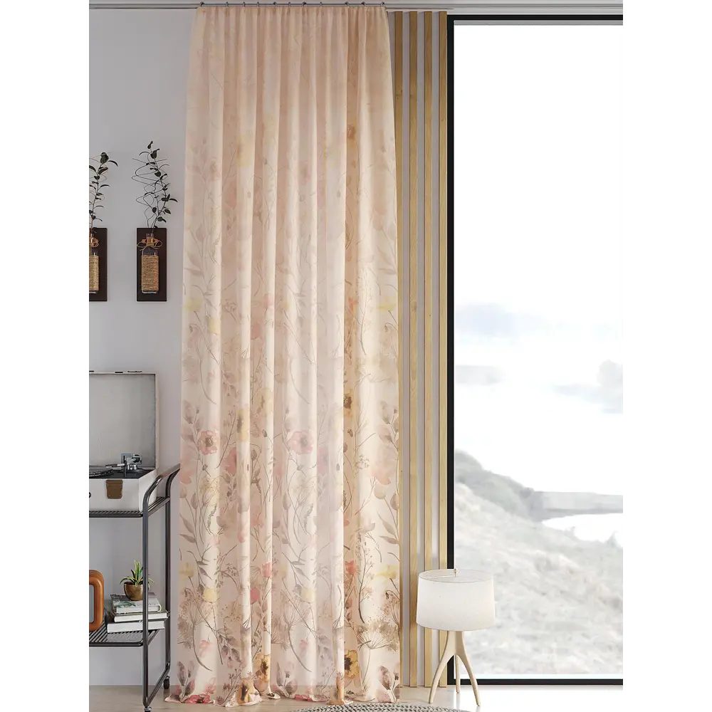 Фото Тюль на ленте Helga Каринверс вуаль 150x260 см цвет бежевый HH542074