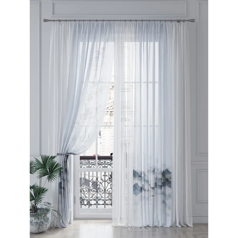 Фото 4 Тюль на ленте Helga Лиргимис вуаль 150x260 см цвет синий HH542180 Фото 4 Тюль на ленте Helga Лиргимис вуаль 150x260 см цвет синий HH542180