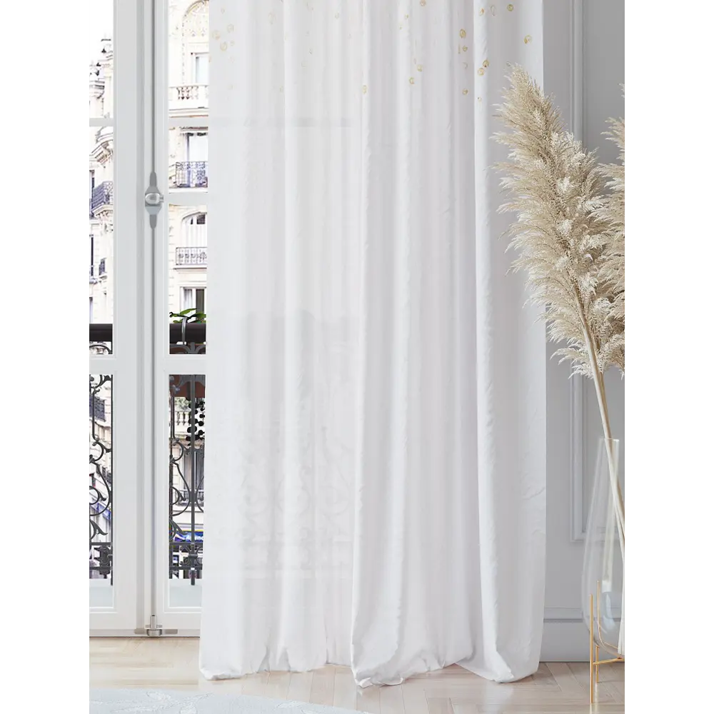 Фото 3 Тюль на ленте Helga Лиркимер вуаль 150x260 см цвет белый HH542129