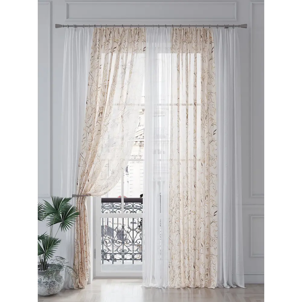 Фото 4 Тюль на ленте Helga Миринсет вуаль 150x260 см цвет коричневый HH542132 Фото 4 Тюль на ленте Helga Миринсет вуаль 150x260 см цвет коричневый HH542132