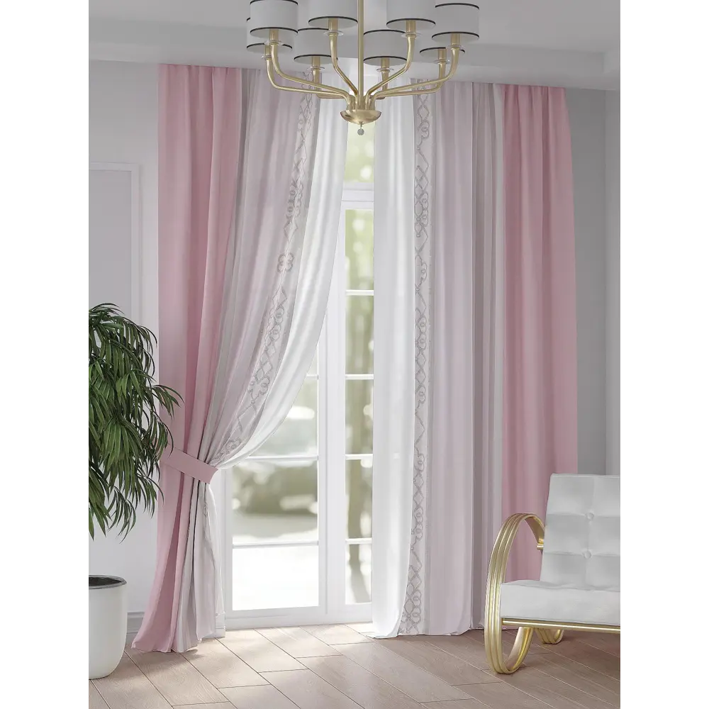 Фото 4 Комплект штор на ленте Helga Ларинес габардин 150x250 см цвет розовый HH948168 Фото 4 Комплект штор на ленте Helga Ларинес габардин 150x250 см цвет розовый HH948168