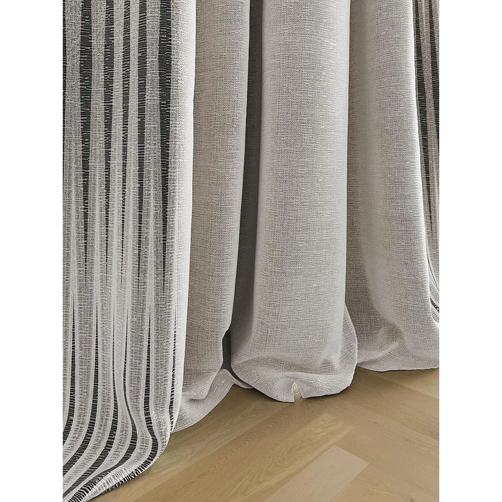 Фото 2 Штора на ленте Helga Клоти репс 150x280 см цвет белый/серый/бежевый HH968047