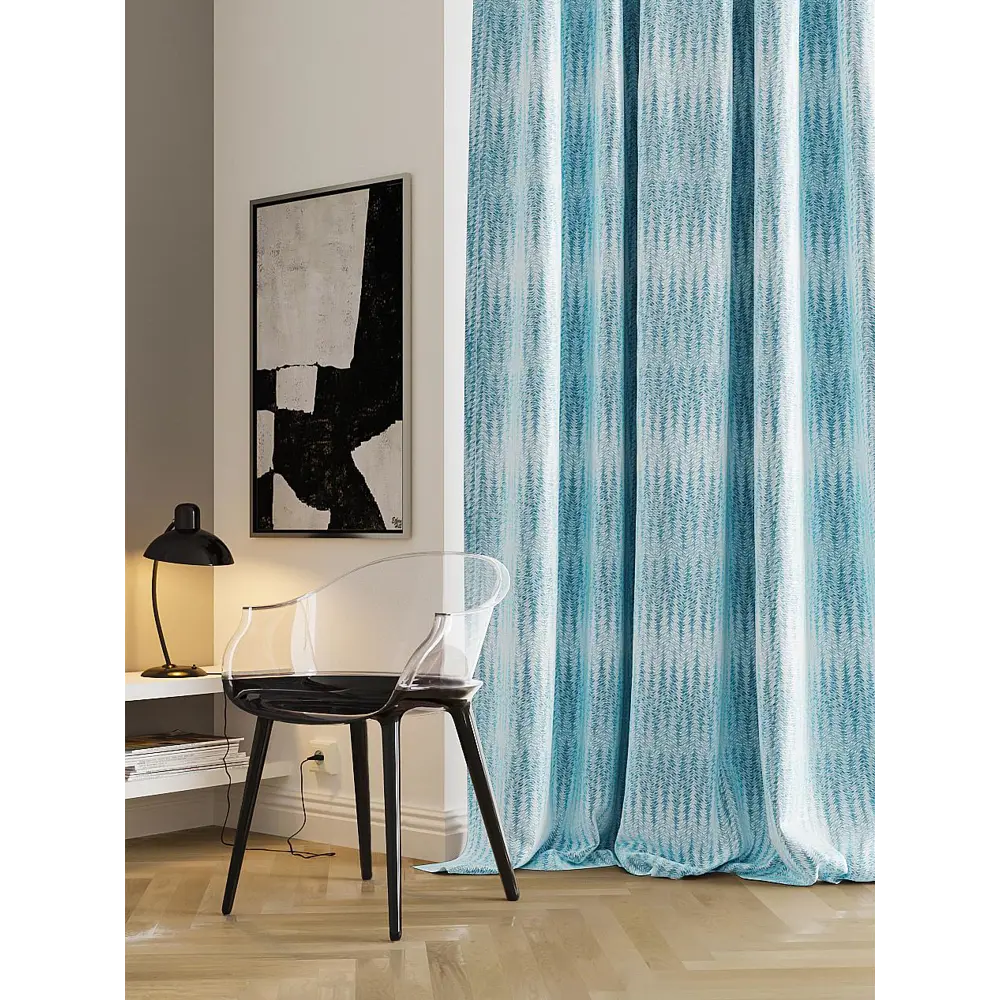 Фото Штора на ленте Helga Ригон репс 150x280 см цвет белый/синий/голубой/зеленый HH968049