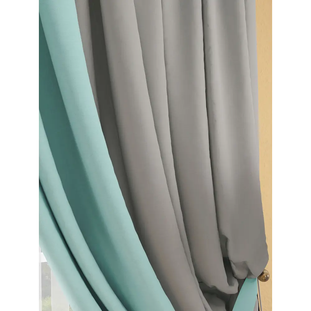 Фото 3 Комплект штор на ленте Helga Фонти блэкаут 220x320 см цвет серебристый/синий/серый/голубой/зеленый HH962009