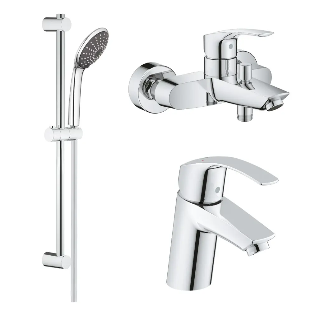 Фото Комплект смесителей GROHE Eurosmart NB0076 S с душевым гарнитуром цвет хром Фото Комплект смесителей GROHE Eurosmart NB0076 S с душевым гарнитуром цвет хром