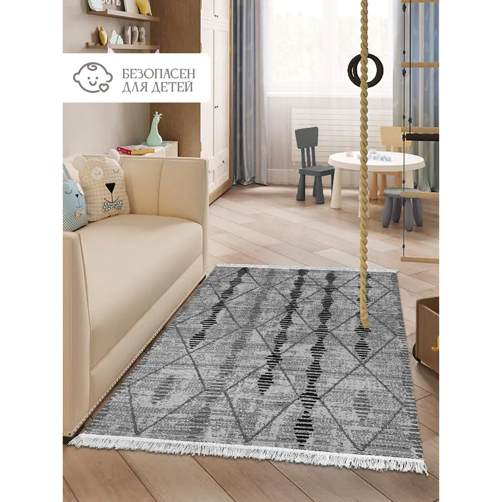 Фото 3 Коврик для ванной комнаты ICARPET 854868 180x120см цвет серый/серебристый