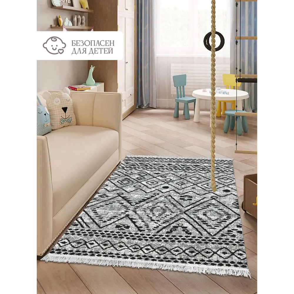 Фото 4 Коврик для ванной комнаты ICARPET 854905 180x120см цвет серый/серебристый