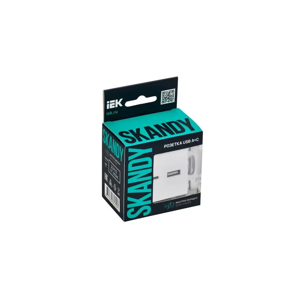 Фото 2 Розетка USB встраиваемая Iek Skandy SK-U22-D31-K01 цвет белый Фото 2 Розетка USB встраиваемая Iek Skandy SK-U22-D31-K01 цвет белый