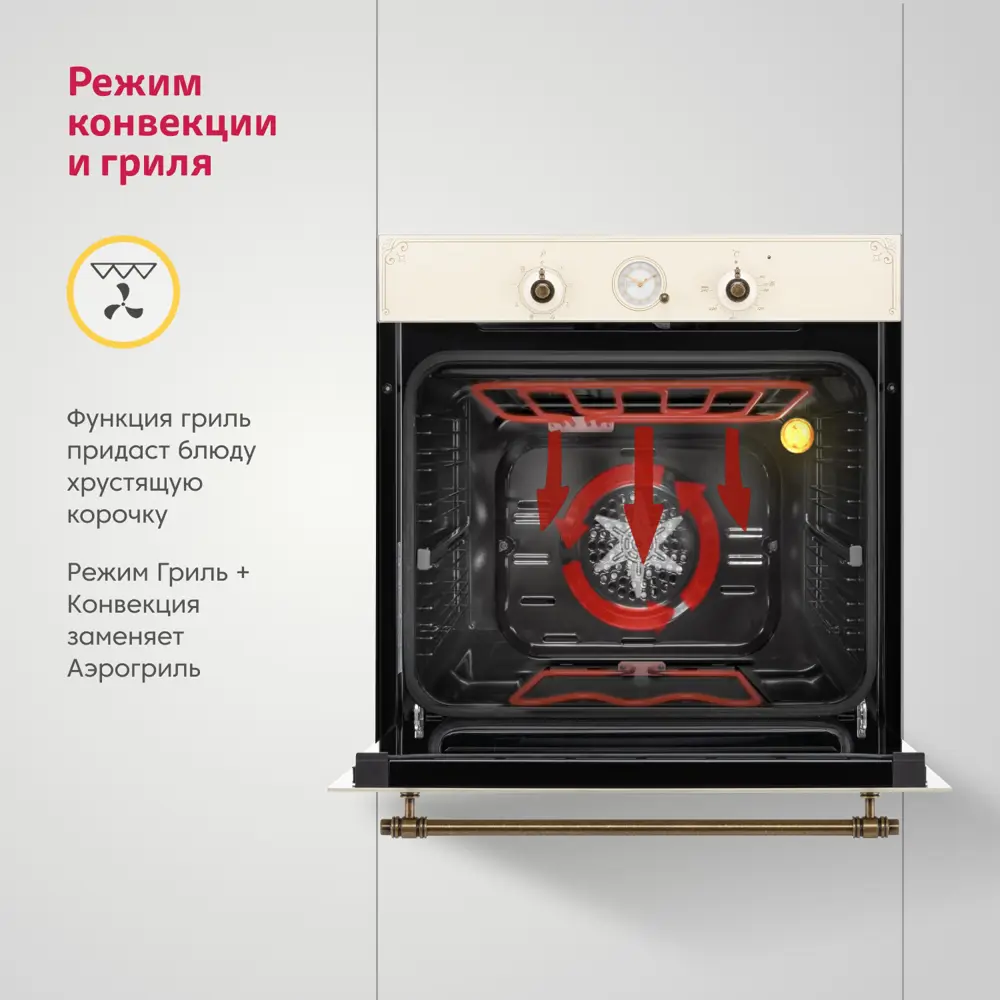 Фото 5 Электрический встраиваемый духовой шкаф Simfer B6EO77522 60х59.5х56.5 см цвет бежевый Фото 5 Электрический встраиваемый духовой шкаф Simfer B6EO77522 60х59.5х56.5 см цвет бежевый