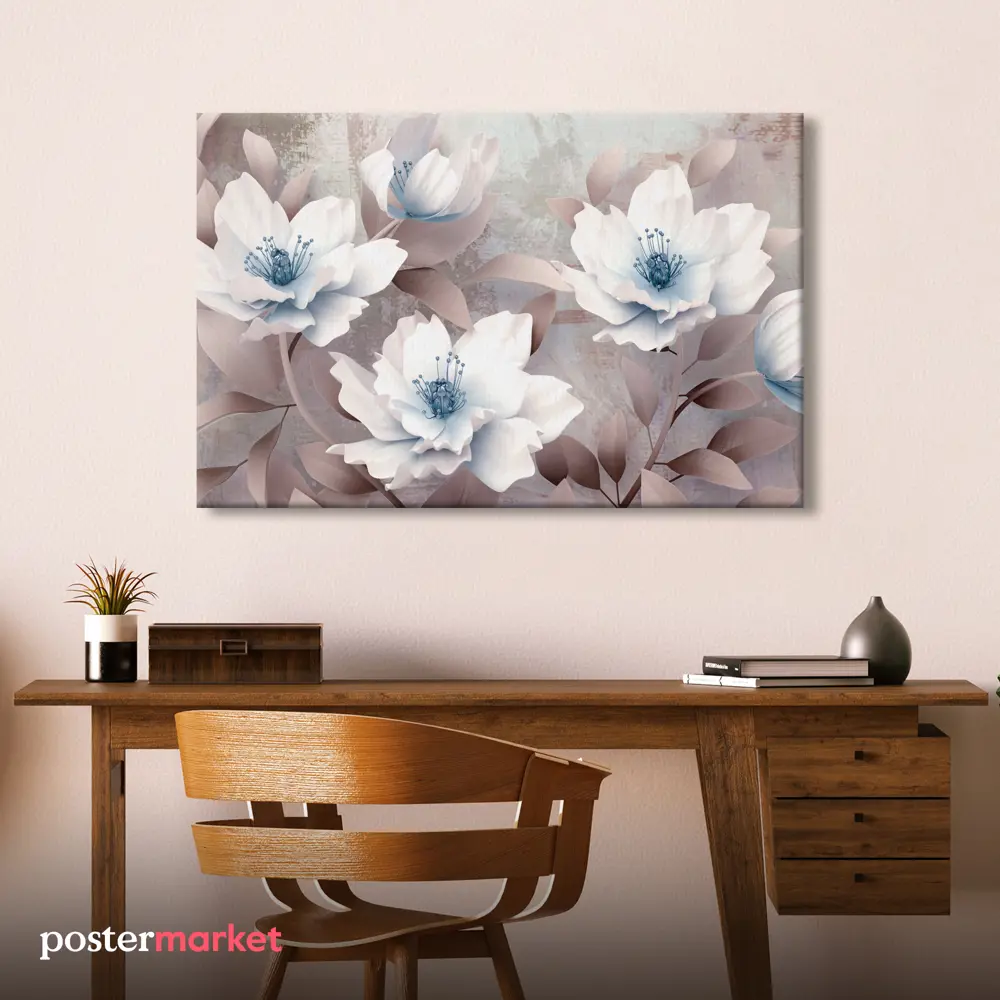 Фото 2 Картина без рамки Postermarket Белые цветы 90x60 см Фото 2 Картина без рамки Postermarket Белые цветы 90x60 см