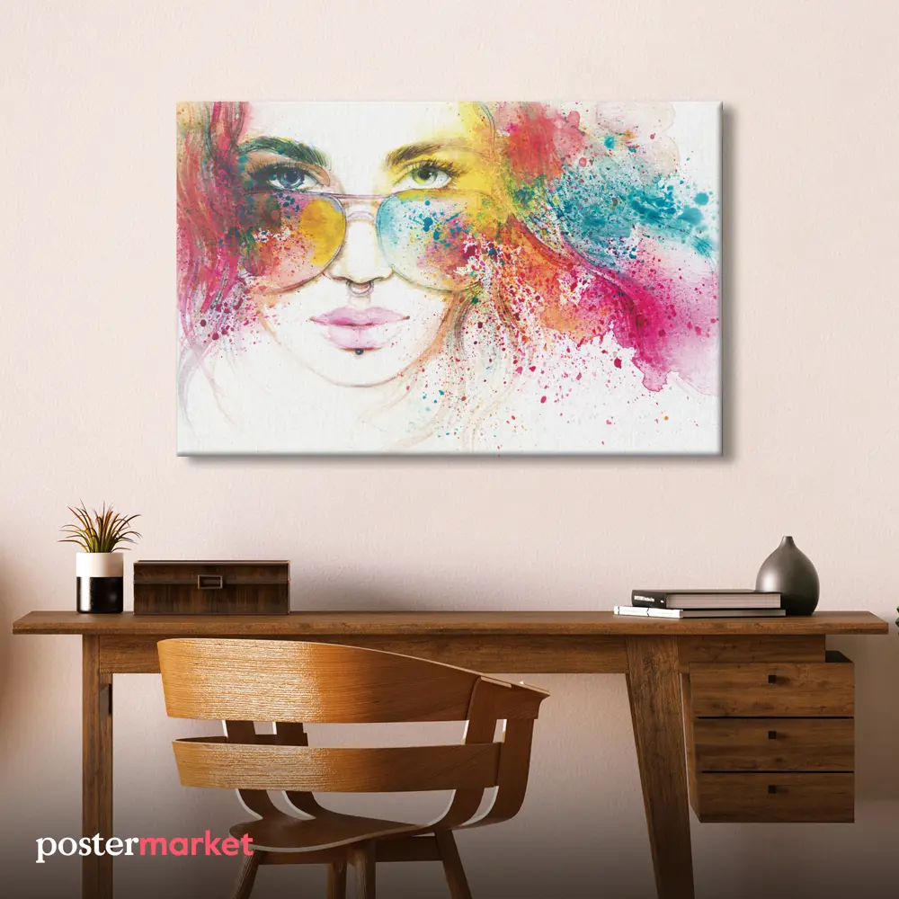 Фото 2 Картина без рамки Postermarket Яркая девушка в очках 60x90 см Фото 2 Картина без рамки Postermarket Яркая девушка в очках 60x90 см