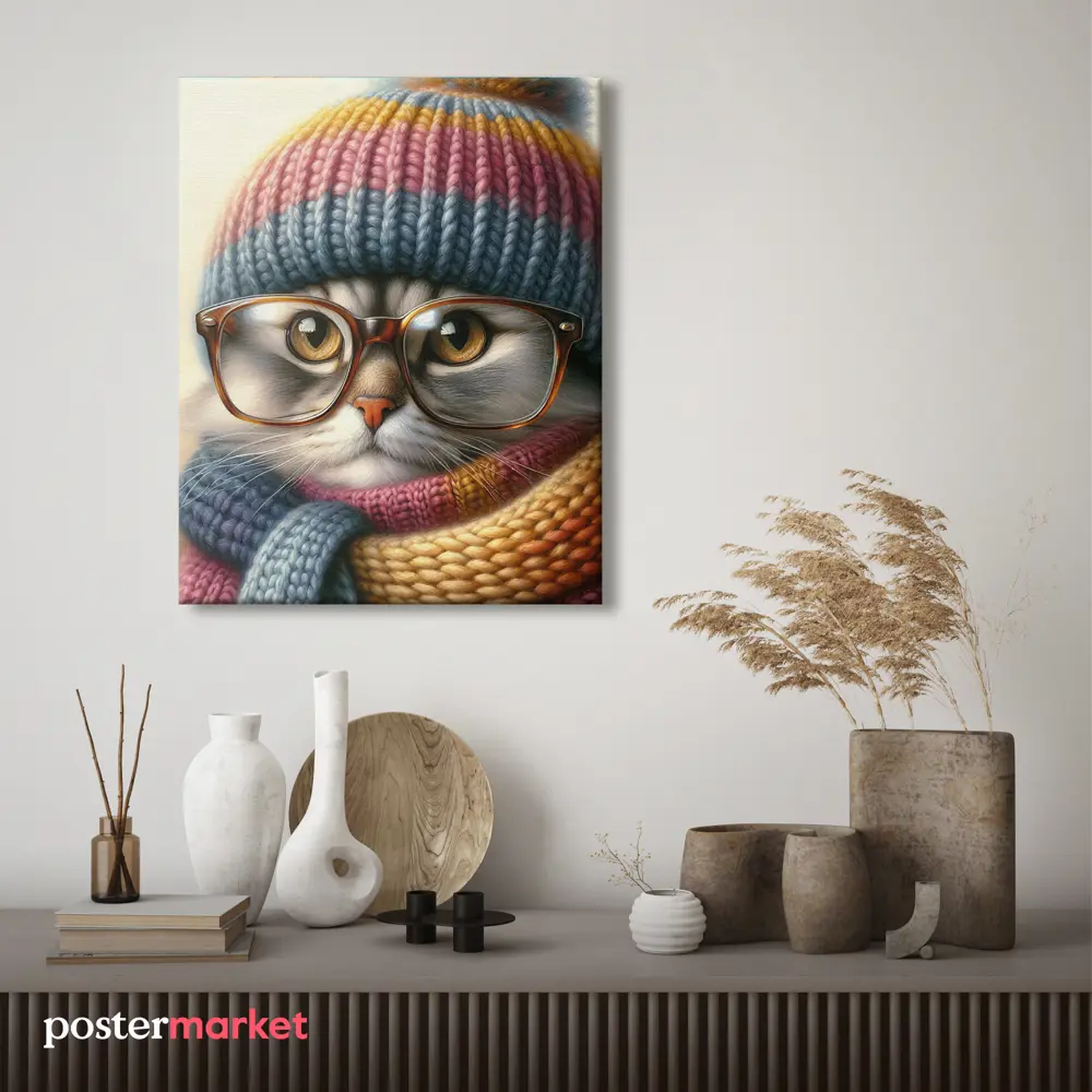 Фото 3 Картина без рамки Postermarket Кот в шапке 50x40 см Фото 3 Картина без рамки Postermarket Кот в шапке 50x40 см