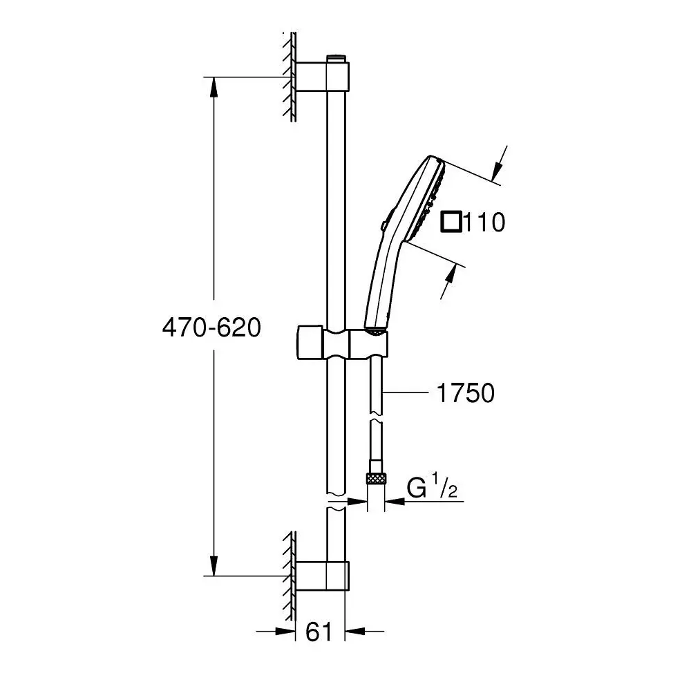 Фото 4 Душевой набор GROHE Tempesta Cube 110 2jet 26748003 со штангой 60 см цвет хром Фото 4 Душевой набор GROHE Tempesta Cube 110 2jet 26748003 со штангой 60 см цвет хром