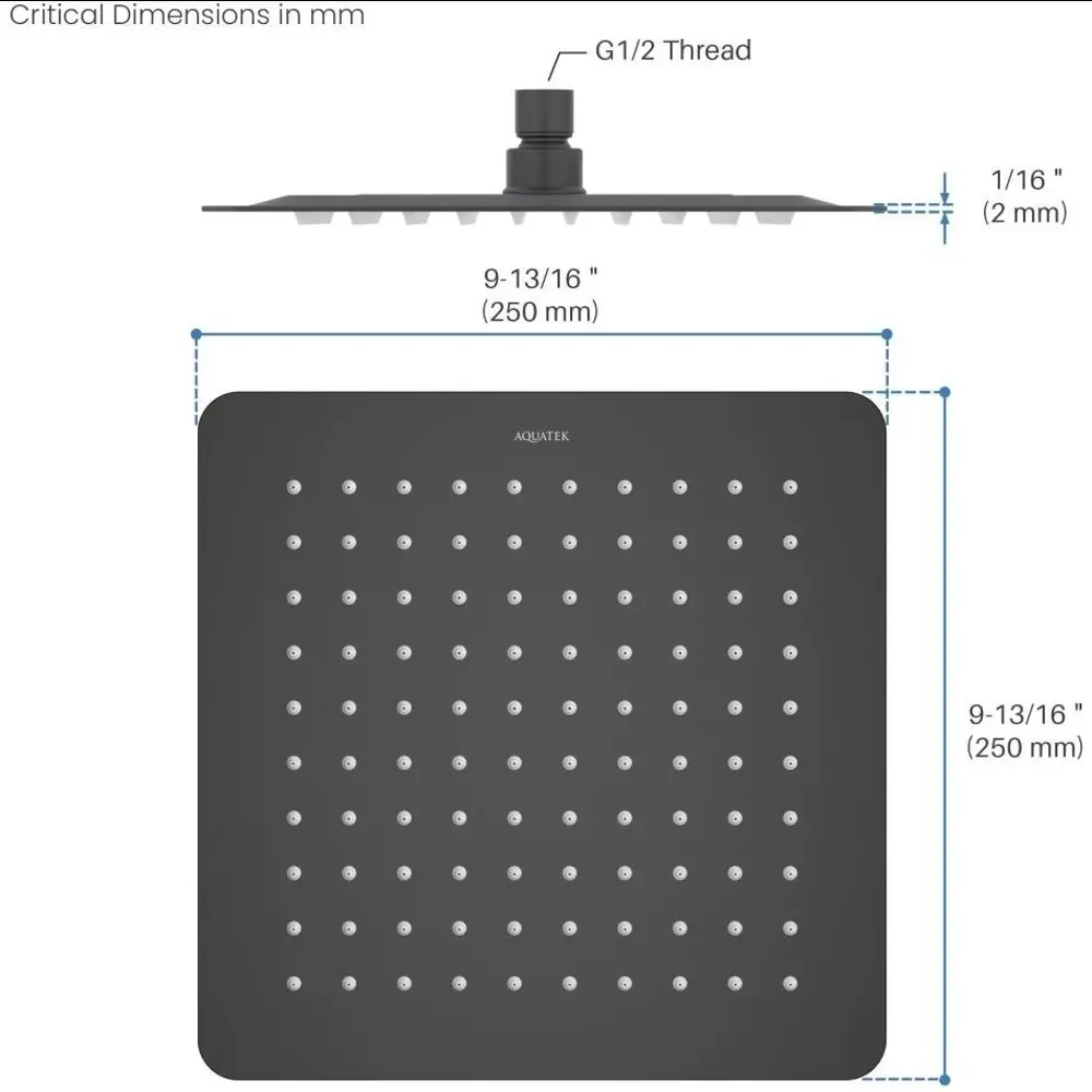 Фото 6 Лейка для верхнего душа Aquatek 00000135349 квадрат цвет черный