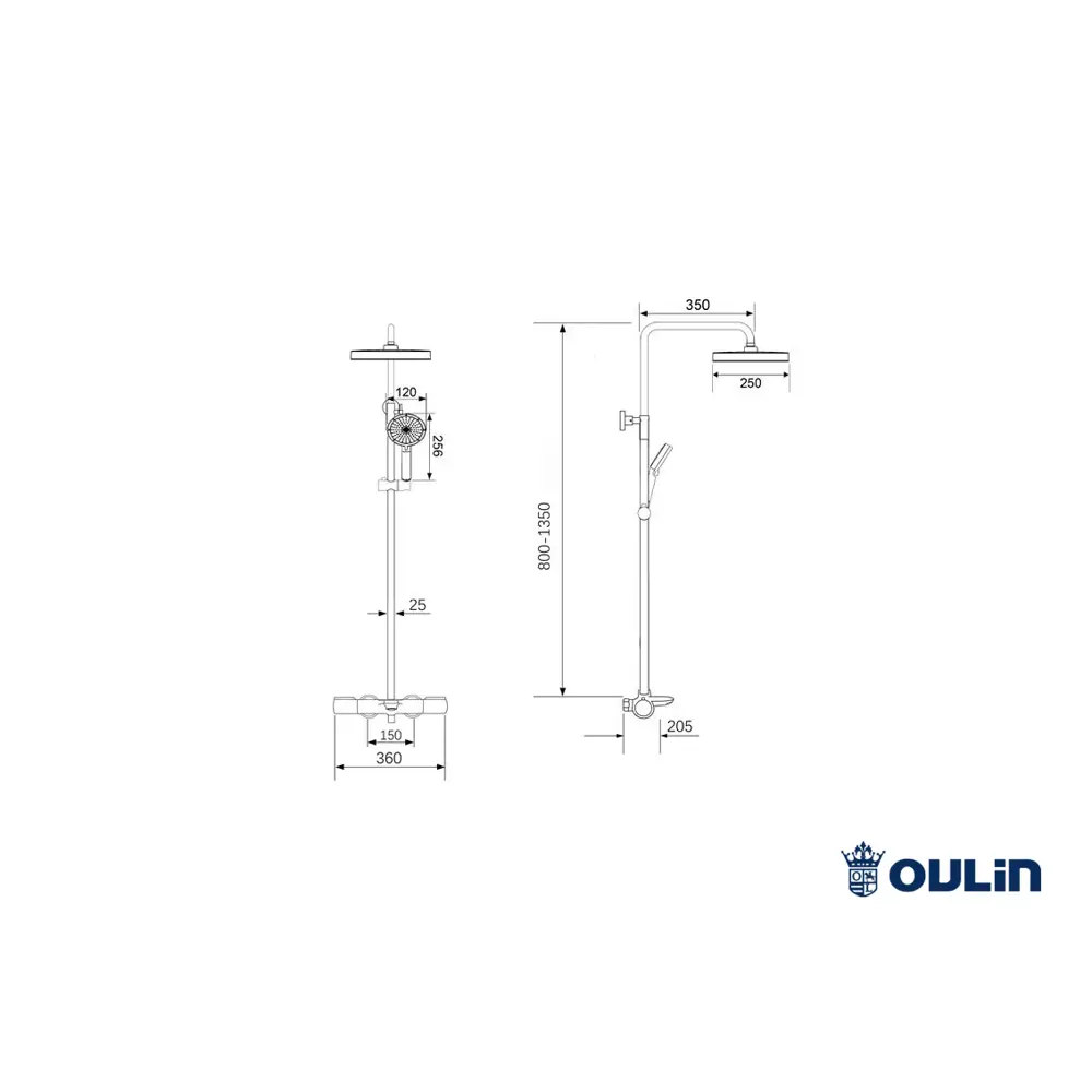 Фото 3 Душевая стойка Oulin Ol-ht-2318 OL-HT-2318 2 режимная цвет черный с медными элементами Фото 3 Душевая стойка Oulin Ol-ht-2318 OL-HT-2318 2 режимная цвет черный с медными элементами