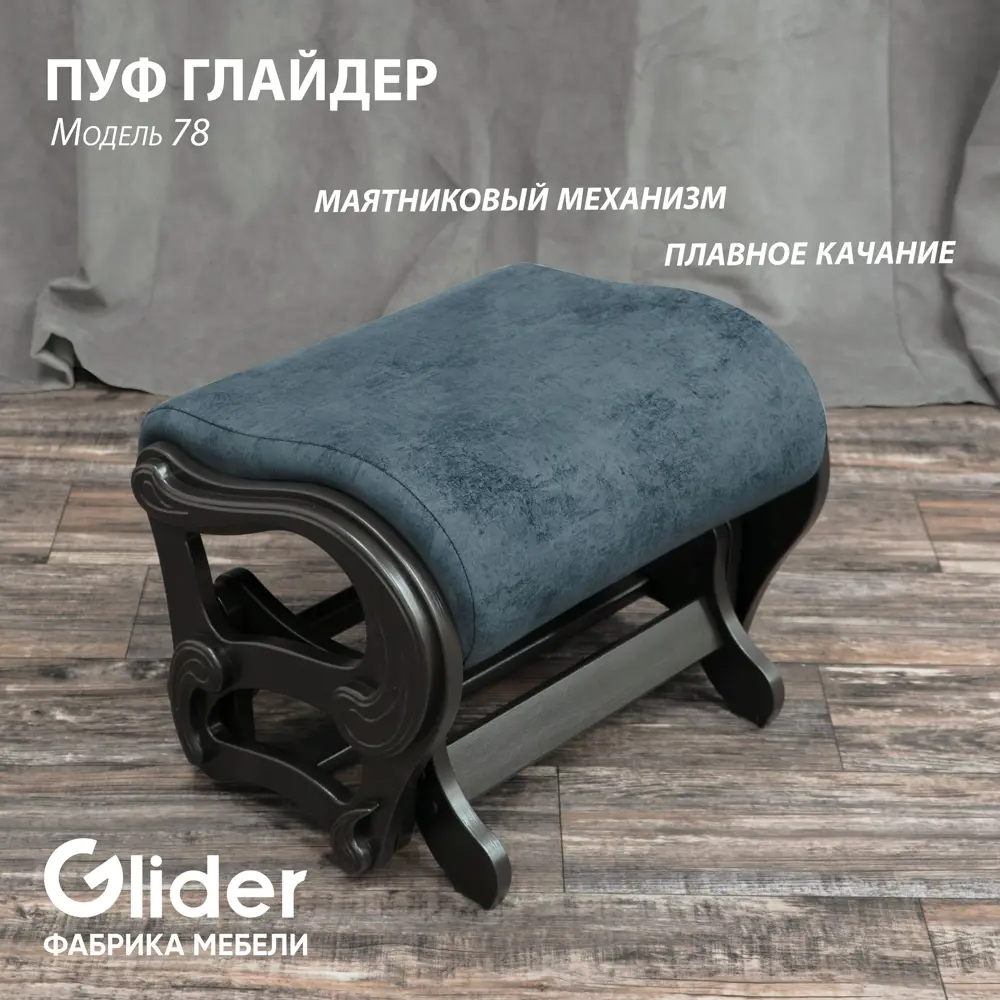 Фото Пуф/подставка для ног Glider Elza 57.20x43.50 см цвет синий Фото Пуф/подставка для ног Glider Elza 57.20x43.50 см цвет синий
