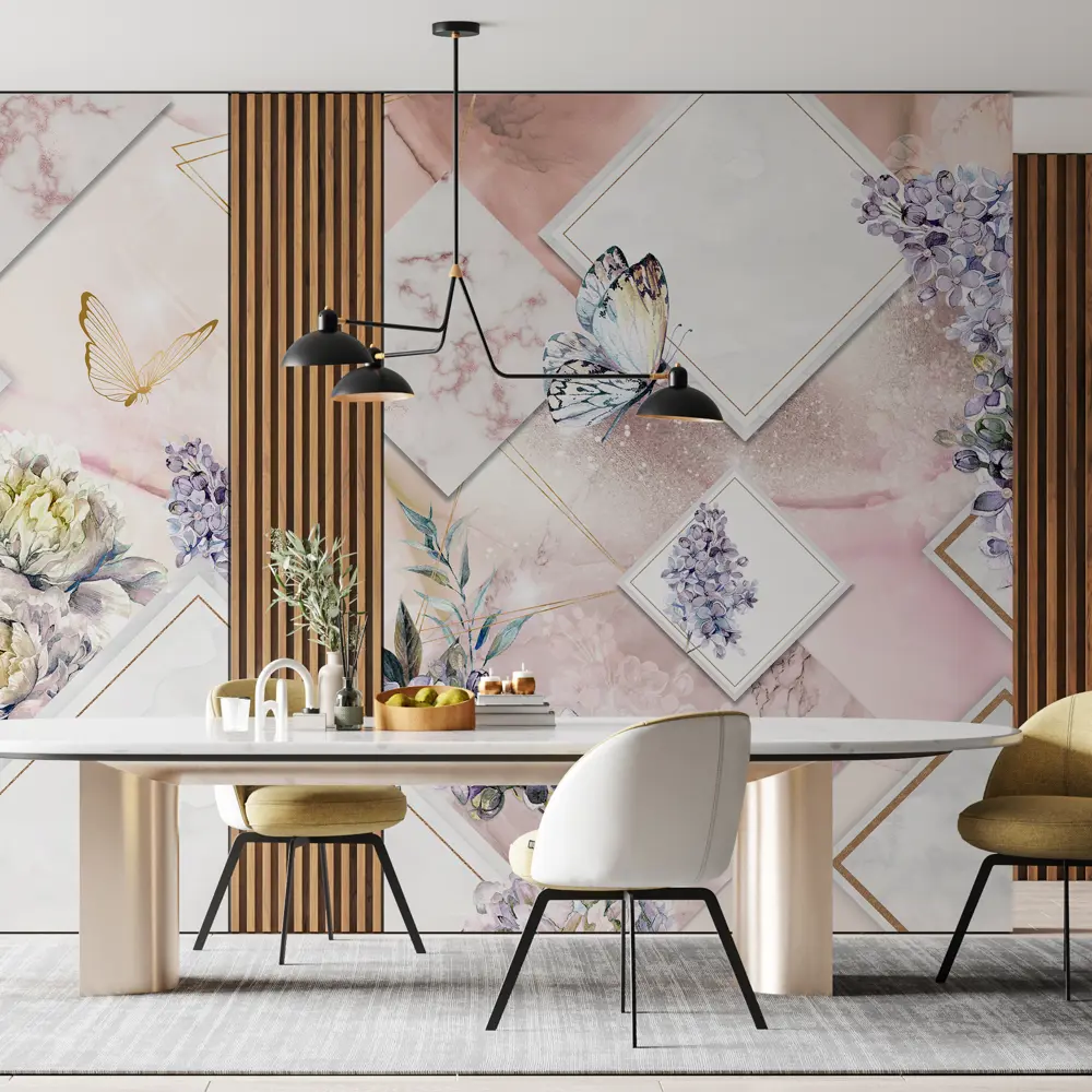 Фото 3 Фотообои 300x250 бумажные на стену 3d EnjoyWall Амели обои для кухни спальни гостиной с ромбами узорами и бабочками Фото 3 Фотообои 300x250 бумажные на стену 3d EnjoyWall Амели обои для кухни спальни гостиной с ромбами узорами и бабочками