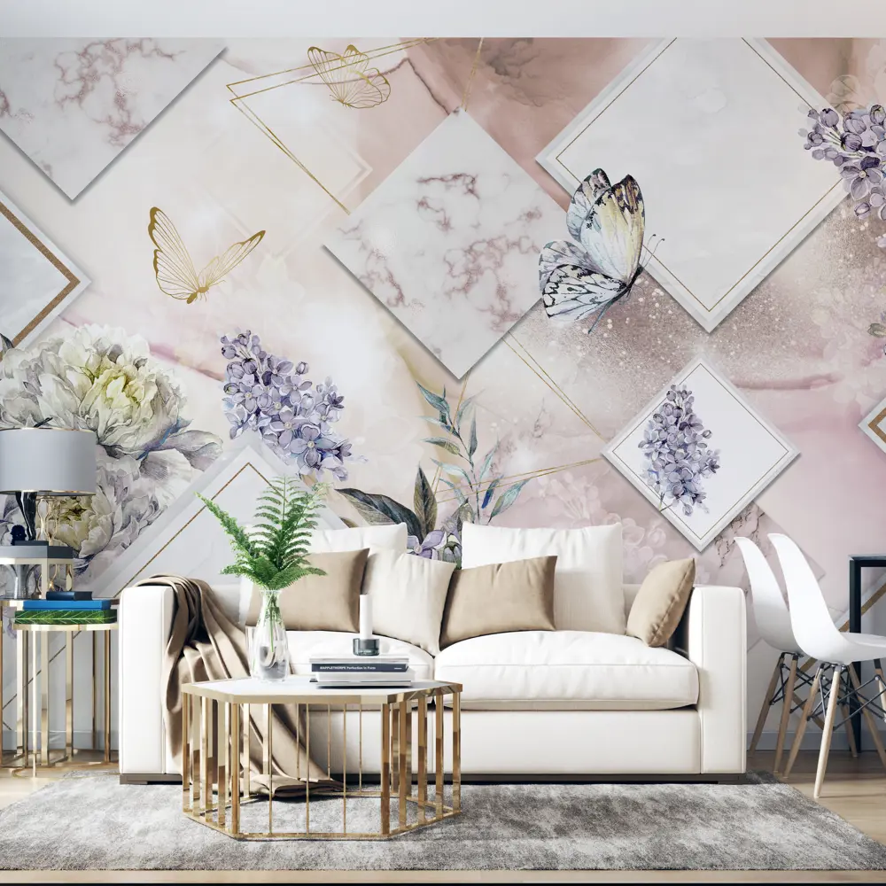 Фото 4 Фотообои 400x270 флизелиновые на стену 3d EnjoyWall Амели обои для кухни спальни гостиной с ромбами узорами и бабочками Фото 4 Фотообои 400x270 флизелиновые на стену 3d EnjoyWall Амели обои для кухни спальни гостиной с ромбами узорами и бабочками