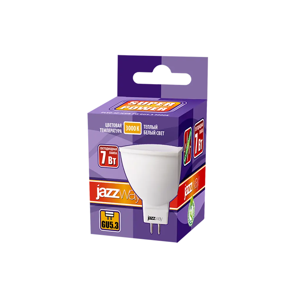 Фото 2 Набор ламп светодиодных Jazzway 1033499 Pled Power GU5.3 230 В 7 Вт полусфера матовая 520 Лм теплый белый свет 2 шт Фото 2 Набор ламп светодиодных Jazzway 1033499 Pled Power GU5.3 230 В 7 Вт полусфера матовая 520 Лм теплый белый свет 2 шт