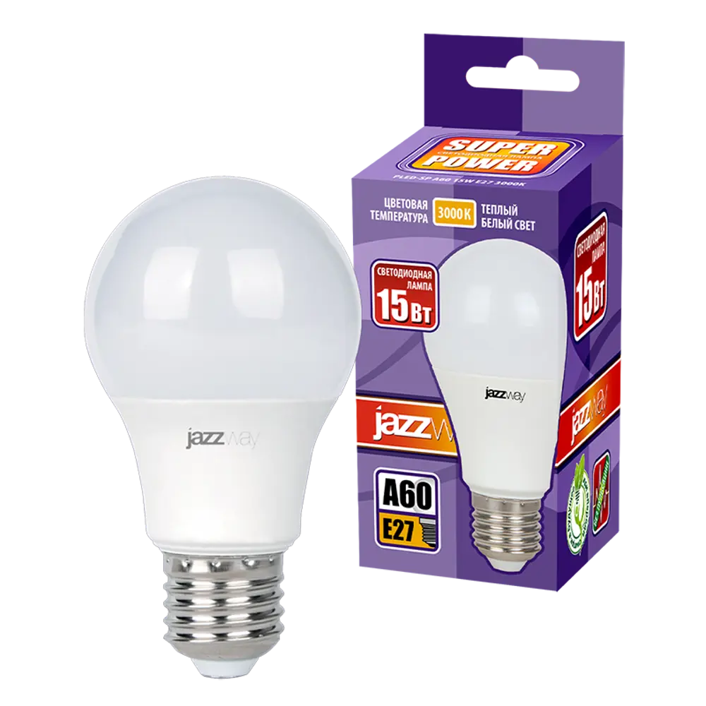 Фото 3 Набор ламп светодиодных Jazzway 2853028 Pled Power E27 220-230 В 15 Вт груша матовая 1400 Лм теплый белый свет 2 шт Фото 3 Набор ламп светодиодных Jazzway 2853028 Pled Power E27 220-230 В 15 Вт груша матовая 1400 Лм теплый белый свет 2 шт