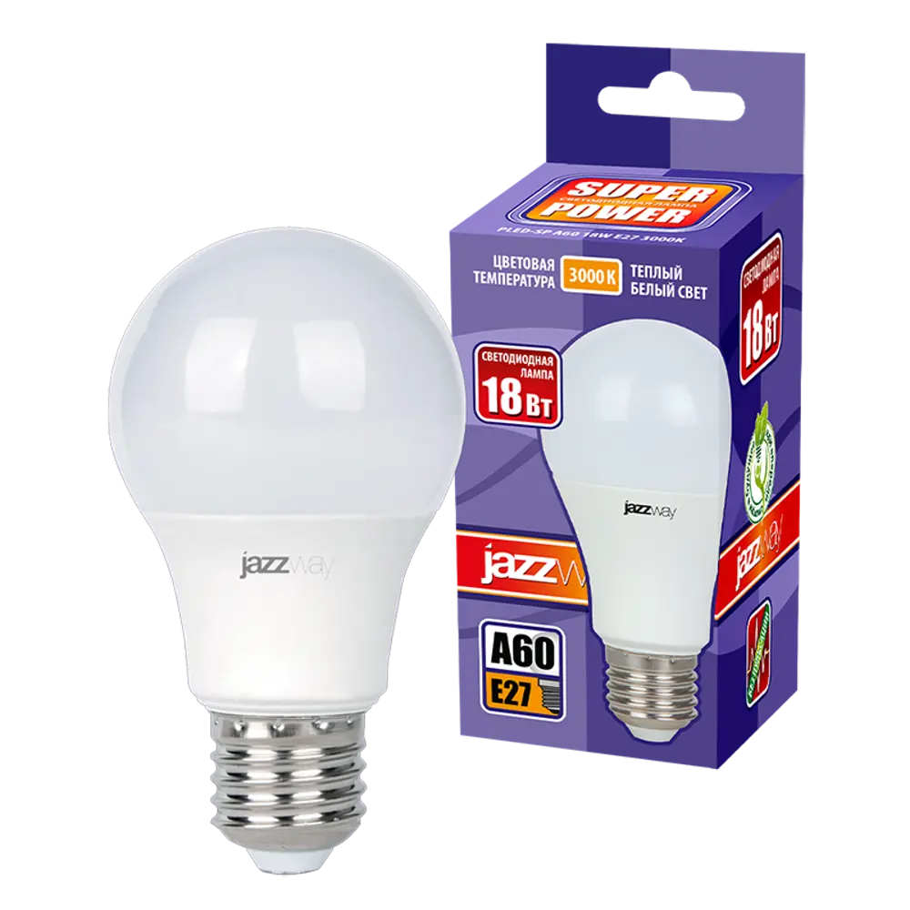 Фото 3 Набор ламп светодиодных Jazzway .5006188 Pled Power E27 230 В 18 Вт груша матовая 1600 Лм теплый белый свет 2 шт Фото 3 Набор ламп светодиодных Jazzway .5006188 Pled Power E27 230 В 18 Вт груша матовая 1600 Лм теплый белый свет 2 шт