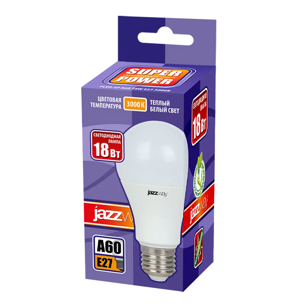 Фото 2 Набор ламп светодиодных Jazzway .5006188 Pled Power E27 230 В 18 Вт груша матовая 1600 Лм теплый белый свет 2 шт Фото 2 Набор ламп светодиодных Jazzway .5006188 Pled Power E27 230 В 18 Вт груша матовая 1600 Лм теплый белый свет 2 шт