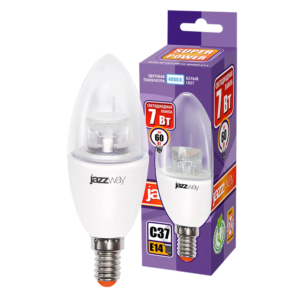 Фото 3 Набор ламп светодиодных Jazzway 2853127 Pled Power E14 220 В 7 Вт свеча матовая 540 Лм нейтральный белый свет 2 шт Фото 3 Набор ламп светодиодных Jazzway 2853127 Pled Power E14 220 В 7 Вт свеча матовая 540 Лм нейтральный белый свет 2 шт