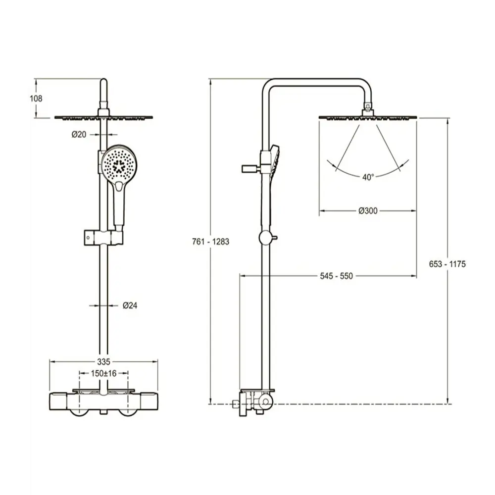 Фото 2 Душевая система JACOB DELAFON Metro E26588-BL цвет хром Фото 2 Душевая система JACOB DELAFON Metro E26588-BL цвет хром