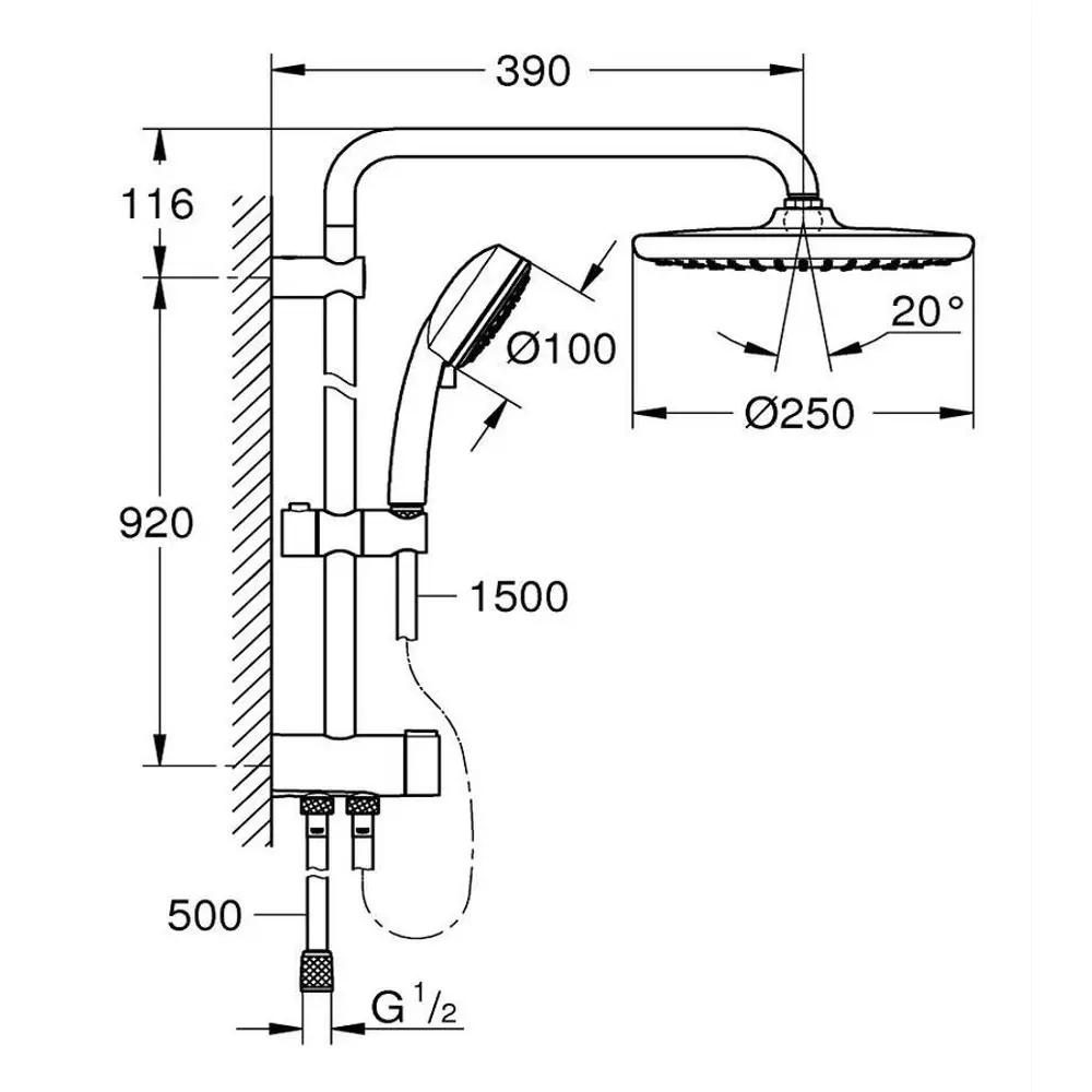 Фото 2 Душевая система GROHE 26675000 GROHE Tempesta Cosmopolitan 250 цвет хром Фото 2 Душевая система GROHE 26675000 GROHE Tempesta Cosmopolitan 250 цвет хром