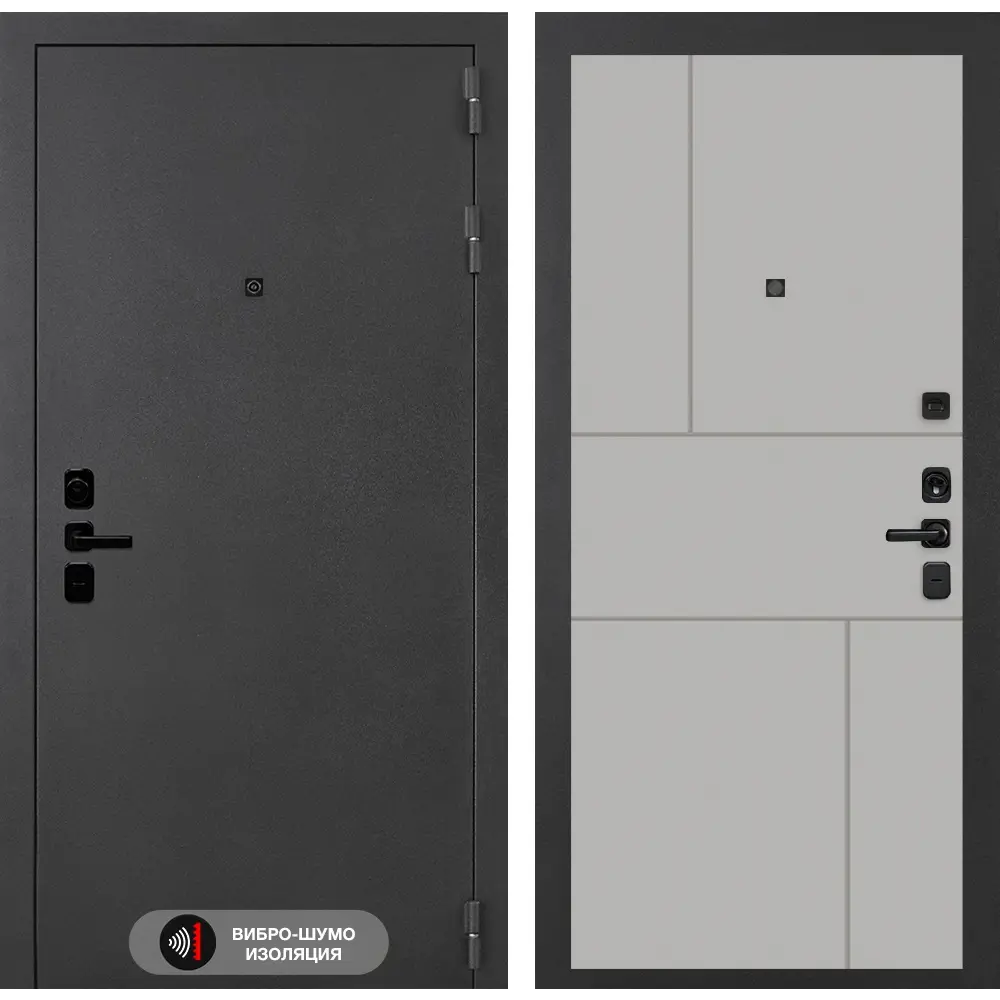 Фото Входная дверь Лабиринт Акустик П-21 правый 205х96см грей софт/металлмуар серый