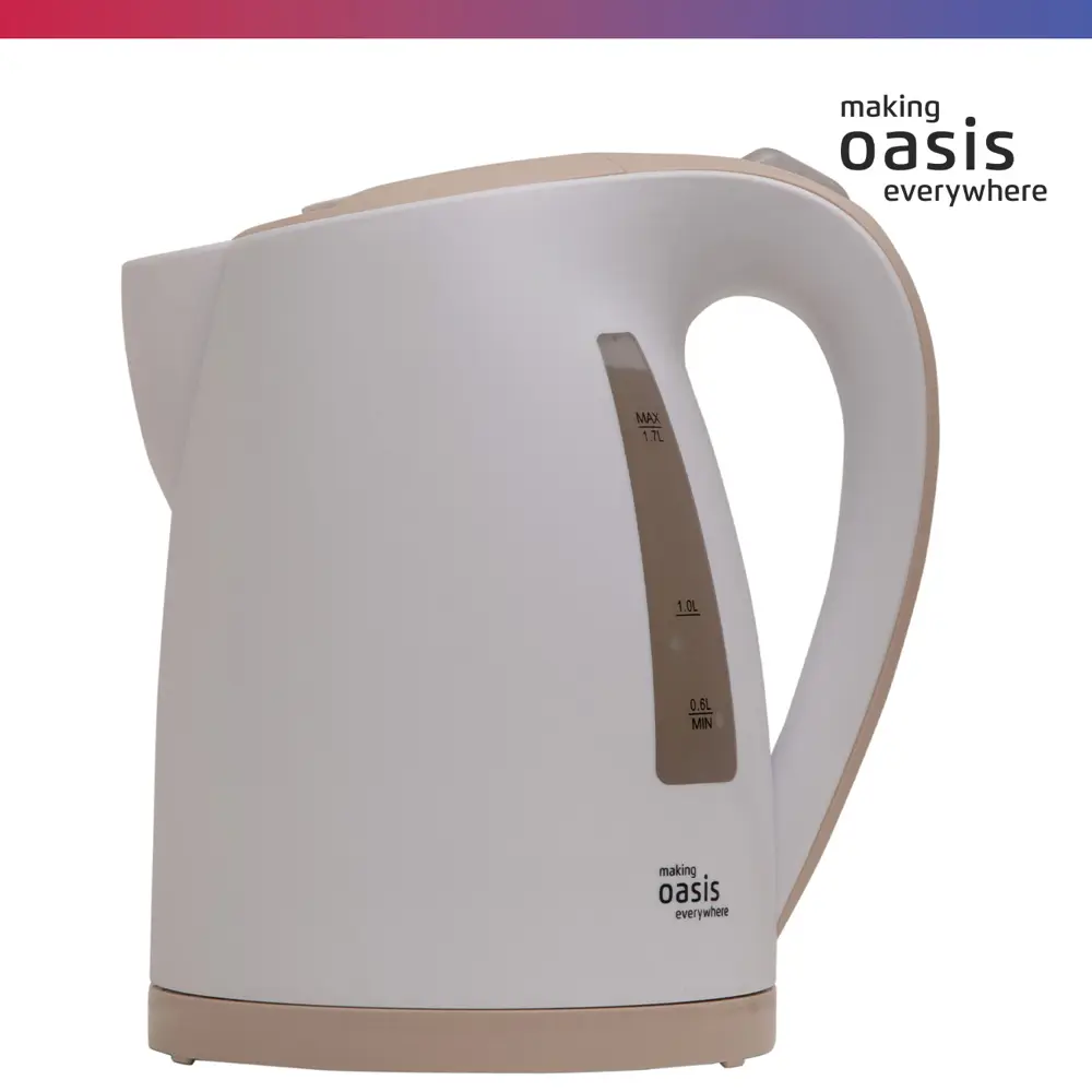 Фото 2 Электрический чайник 1.7 л Making oasis everywhere K-3PWI пластик цвет белый, бежевый Фото 2 Электрический чайник 1.7 л Making oasis everywhere K-3PWI пластик цвет белый, бежевый