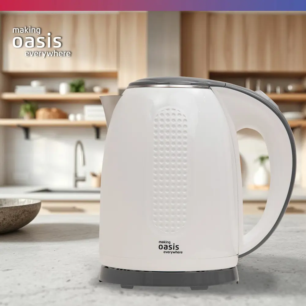Фото 8 Электрический чайник 1.7 л Making oasis everywhere K-6SPW нержавеющая сталь цвет белый, серый