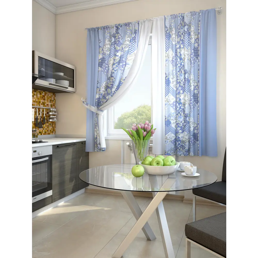 Фото 2 Комплект штор на ленте Helga Алиб 180x150 см габардин цвет белый HH920114