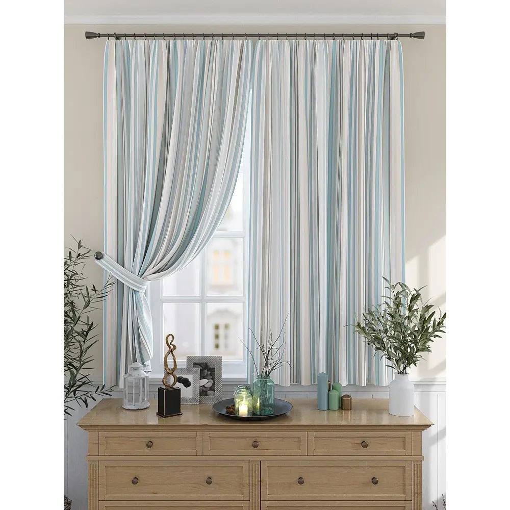 Фото Комплект штор на ленте Helga Линтента 150x180 см габардин цвет белый/бежевый/зеленый HH925290 Фото Комплект штор на ленте Helga Линтента 150x180 см габардин цвет белый/бежевый/зеленый HH925290