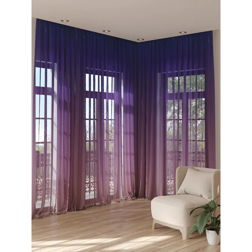 Фото 3 Тюль на ленте Helga Микранти 150x280 см вуаль цвет розовый HH974225